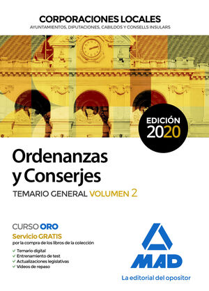 ORDENANZAS Y CONSERJES DE CORPORACIONES LOCALES. TEMARIO GENERAL VOLUMEN 2